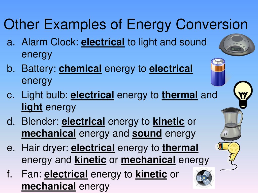 5 Examples Of Energy Conversion